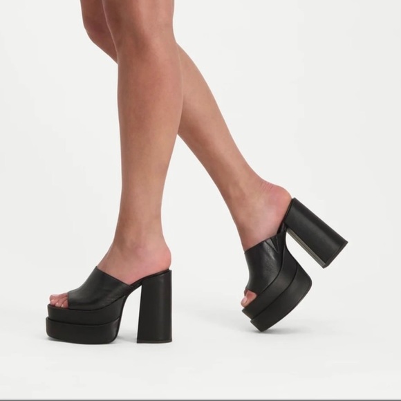 Black Steve Madden Leather Cagey Platform Sandals Size 10 - Picture 13 of 13